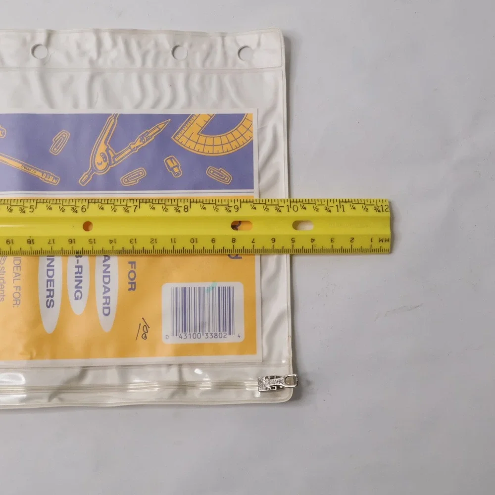 NEW VTG‎ 90s Mead Plastic White Zip Pouch Pencil Case for Binder Clear Front NOS